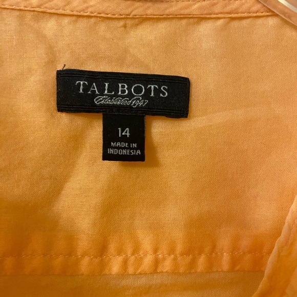 Vintage Talbots Semi Sheer Blouse Peach Ruffled
Button Front Cotton Top Size 14 - Picture 11 of 14